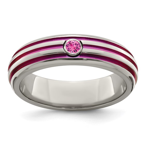Edward Mirell Titanium Pink Groove Pink Sapphire Ring