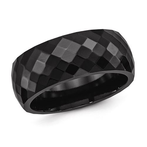 Edward Mirell 9mm Black Titanium Ring with Facets