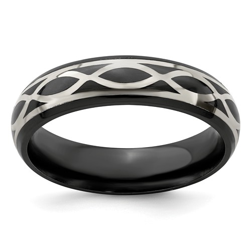 Edward Mirell 6mm Black Titanium and Argentium Silver Infinity Ring