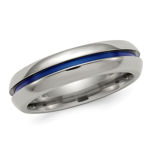 Edward Mirell 6mm Titanium Ring with Blue Line