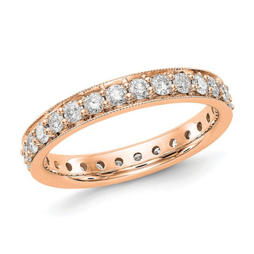 1 ct Diamond Eternity Wedding Band Vintage Style 14k Rose Gold