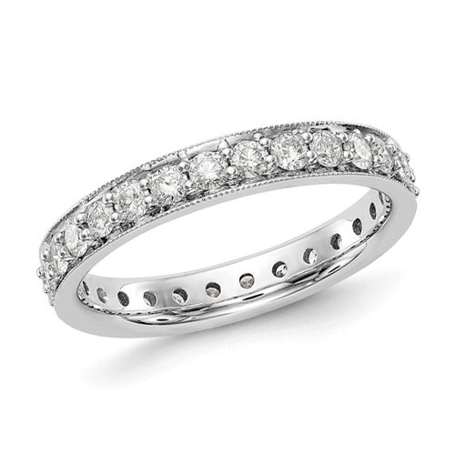 1 ct Diamond Eternity Wedding Band Vintage Style 14k White Gold