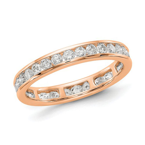 1 ct Diamond Eternity Wedding Band Channel Set 14k Rose Gold