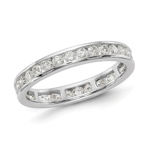 1 ct Diamond Eternity Wedding Band Channel Set 14k White Gold