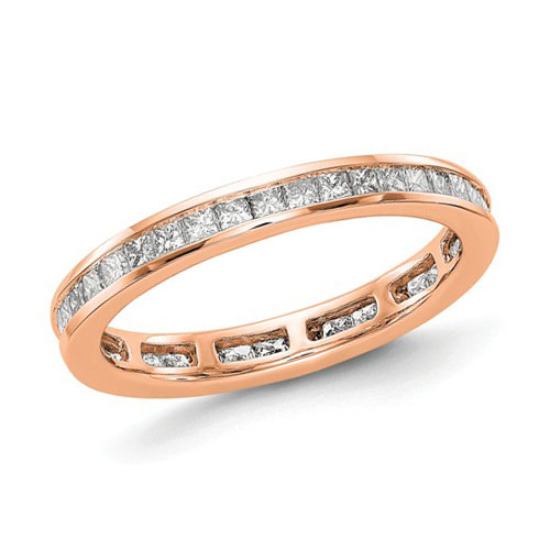 1 ct Princess Cut Diamond Eternity Wedding Band Channel 14k Rose Gold