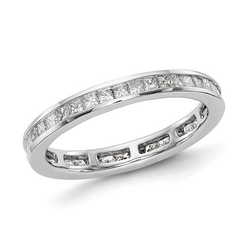 1 ct Princess Cut Diamond Eternity Wedding Band Channel 14k White Gold