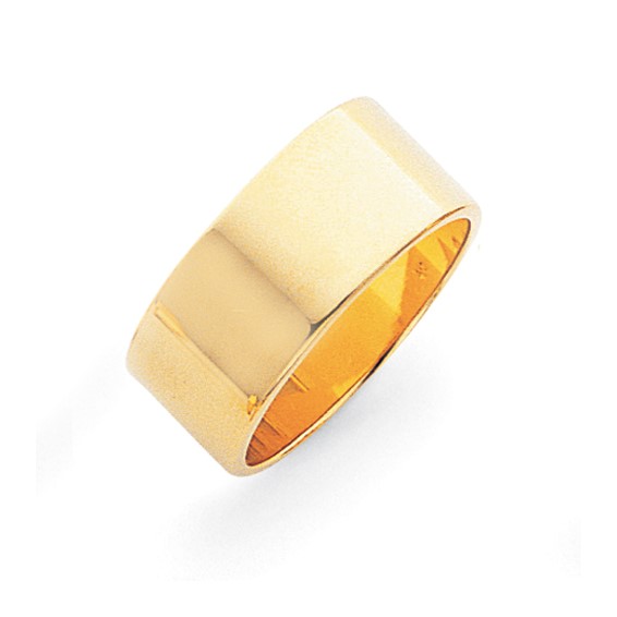 14k Yellow Gold 10mm Flat Wedding Band