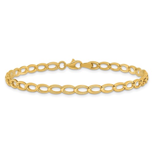 14k Yellow Gold Open Oval Link Bracelet 7.5in