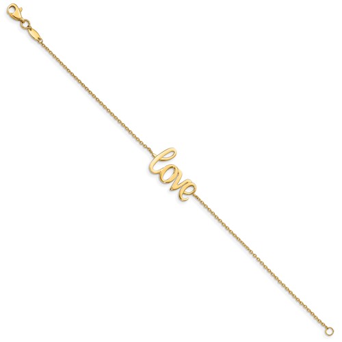 14k Yellow Gold Love Charm Bracelet 7in