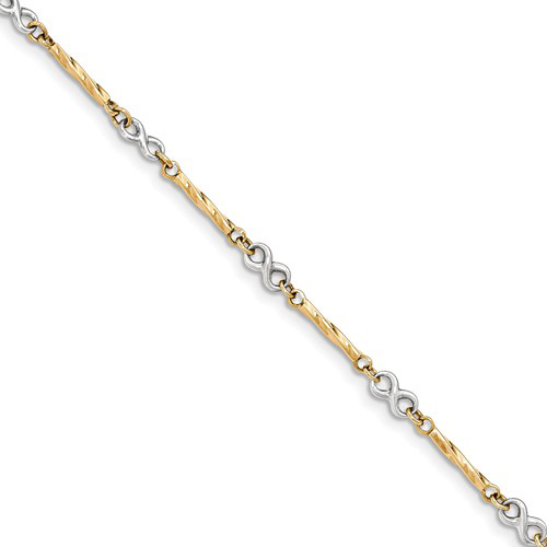 14kt Two-tone Gold 7 1/2in Infinity Symbol Bar Link Bracelet