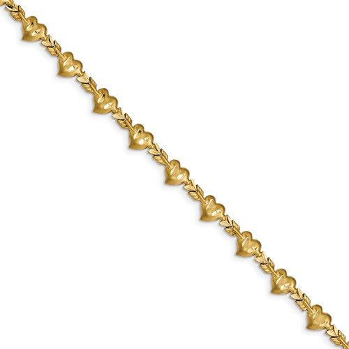 14kt Yellow Gold Hearts and Arrows Bracelet 7in