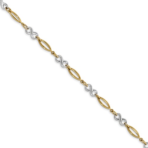 14k Two-tone Gold 7.5in Infinity Bracelet