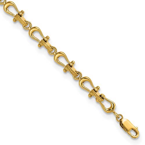 14k Yellow Gold Shackle Link Bracelet 7.5in