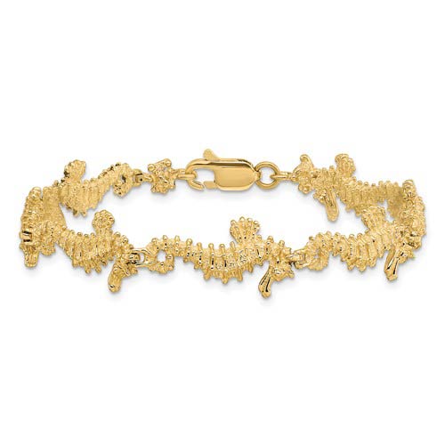 14k Yellow Gold Seahorse Bracelet 7.5in