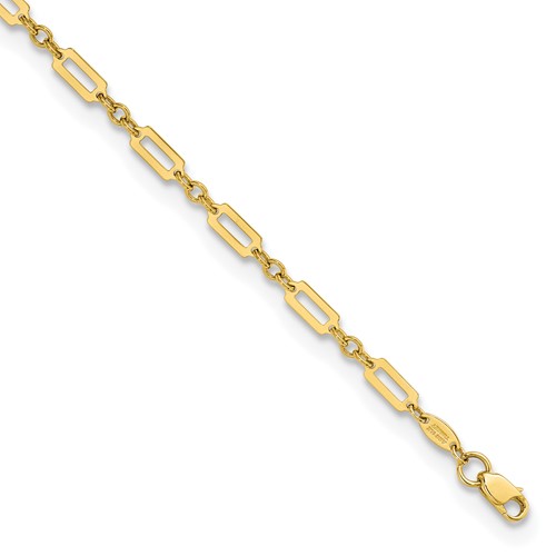 14k Yellow Gold Fancy Rectangle Link Bracelet 7.5in