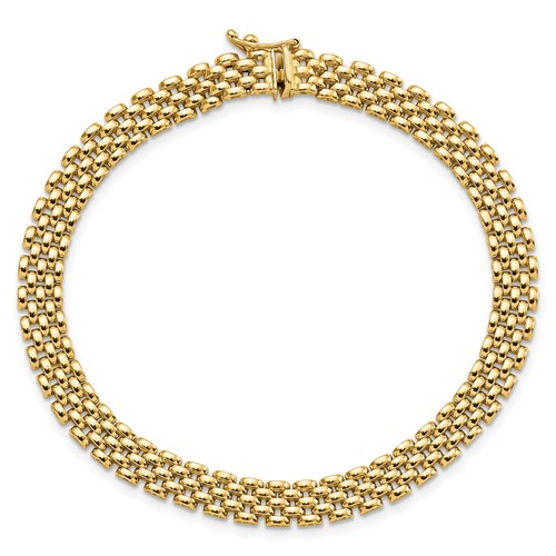 14k Yellow Gold Italian Panther Link Bracelet 7.5in FB1930-7.5