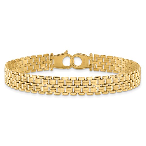 14k Yellow Gold Polished Basket Weave Link Bracelet 7.5in