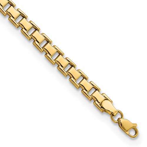 14k Yellow Gold Flat Square Link Bracelet 7.5in