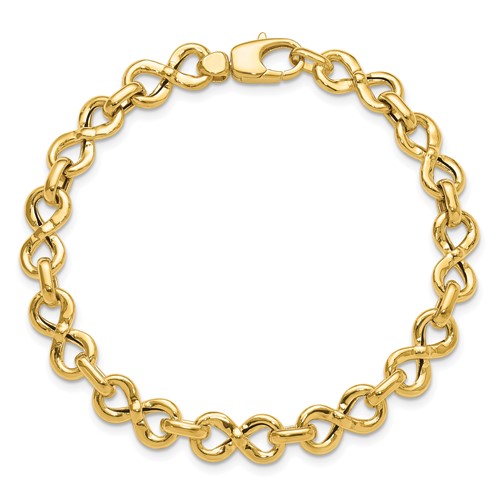 14k Yellow Gold Infinity Symbol Link Bracelet 7.5in