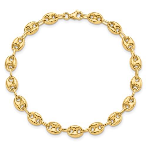 14k Yellow Gold 7.75in Italian Mariner Link Bracelet 6.3mm Thick