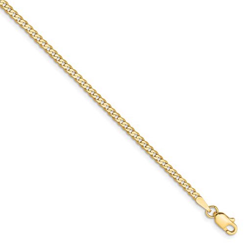 14k Yellow Gold 8in Beveled Curb Link Bracelet 2.2mm
