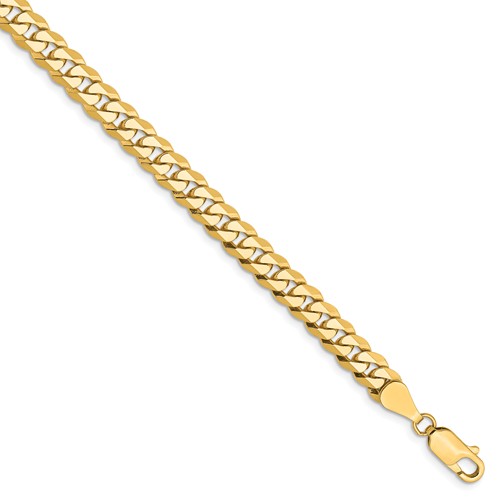 14k Yellow Gold 9in Men's Beveled Curb Link Bracelet 5.75mm