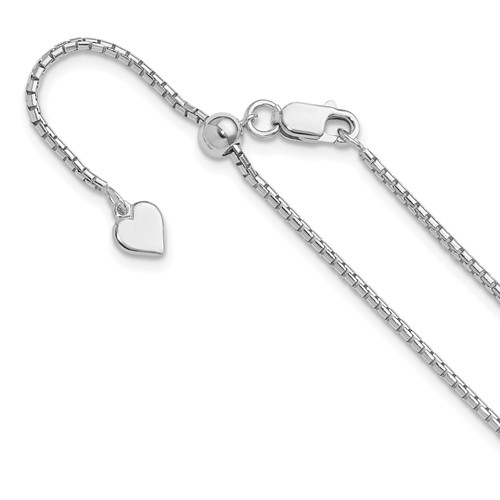 Sterling Silver 22in Adjustable Box Chain 1.2mm