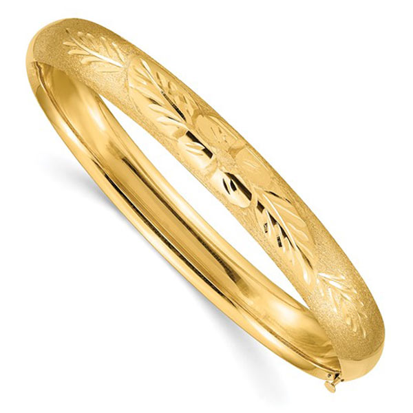 14kt Yellow Gold 8mm Florentine Hinged Bangle Bracelet