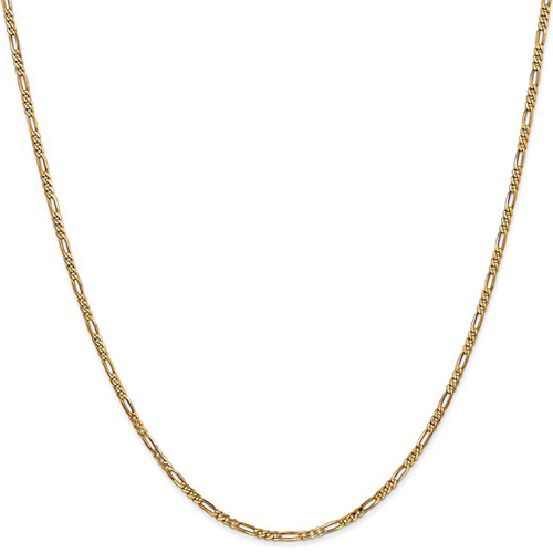 14kt Yellow Gold 9in Flat Figaro Anklet 1.8mm