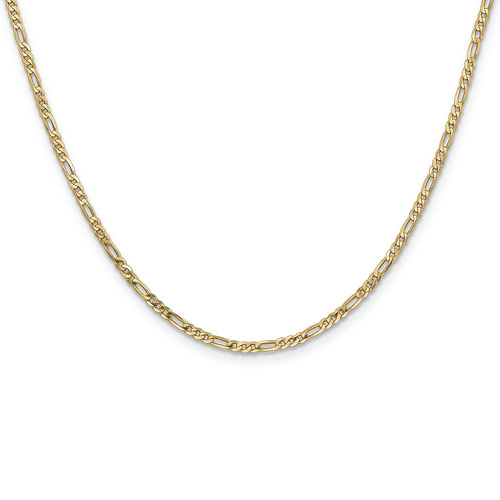14kt Yellow Gold 24in Flat Figaro Chain 2.25mm