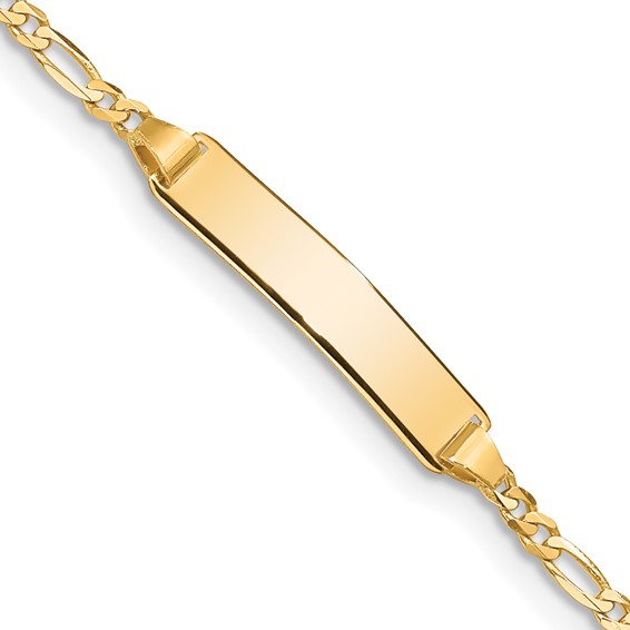 14kt Yellow Gold 8in Small ID Bracelet with Figaro Links