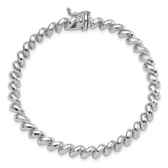 14k White Gold 7in Faceted San Marco Bracelet 5mm