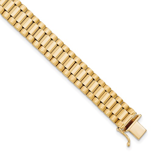 14k Yellow Gold Men's Presidential Style Bracelet 8in