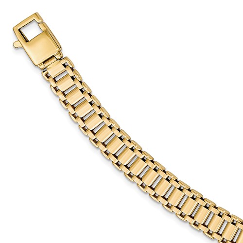 14k Yellow Gold Men's Italian Railroad Link Bracelet 8.5in GB2328.5