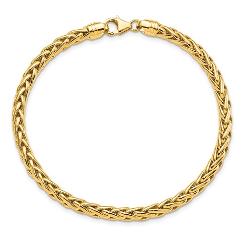 14k Yellow Gold Men's 8in Wheat Chain Bracelet 5mm