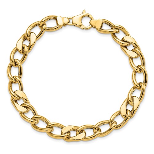 14k Yellow Gold Men's Polished Tapered Oval Link Bracelet 8.5in