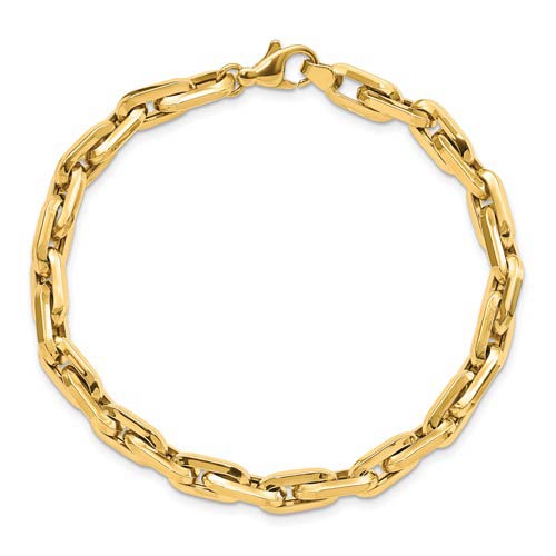 14k Yellow Gold Mens Long Cable Link Bracelet 8.25in