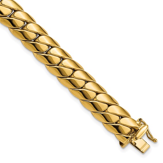 14k Yellow Gold 9in Men's Italian Curb Link Bracelet 9.4mm Thick