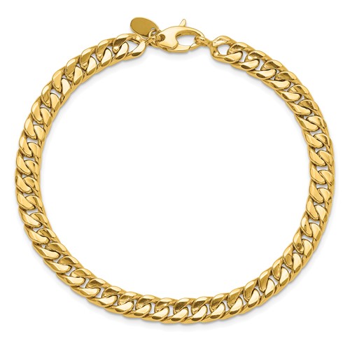 14k Yellow Gold Men's 8.5in Hollow Tight Curb Link Bracelet 6mm Wide