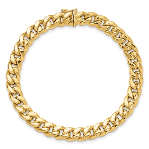 14k Yellow Gold Men's 9in Hollow Curb Link Bracelet 8.9mm