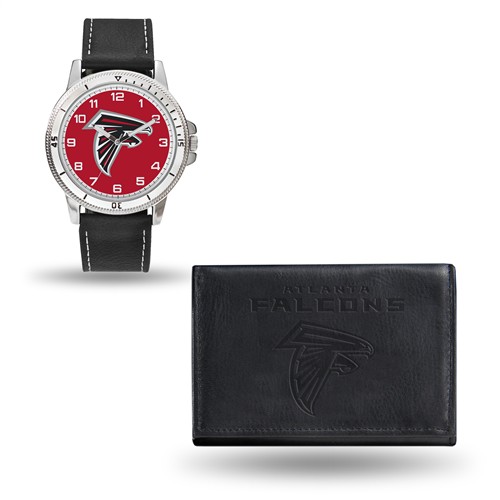 Atlanta Falcons Black Faux Leather Watch and Wallet Gift Set