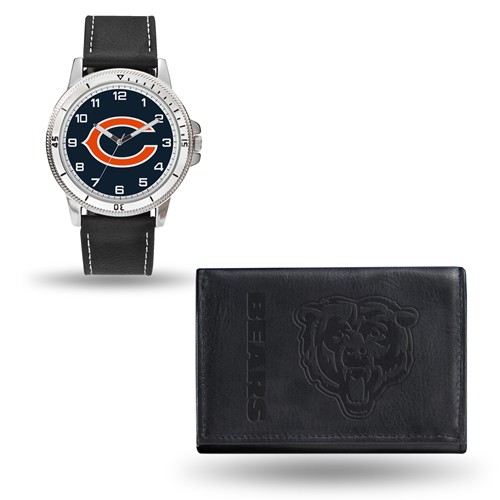 Chicago Bears Black Faux Leather Watch and Wallet Gift Set