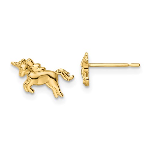 14k Yellow Gold Girl's Madi K Unicorn Post Earrings