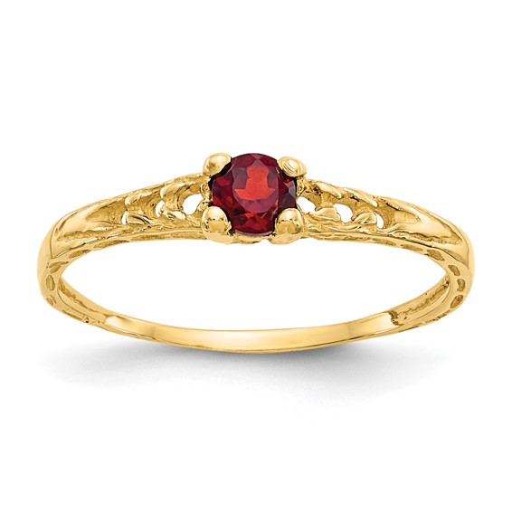 14kt Yellow Gold Madi K 3mm Garnet Birthstone Baby Ring