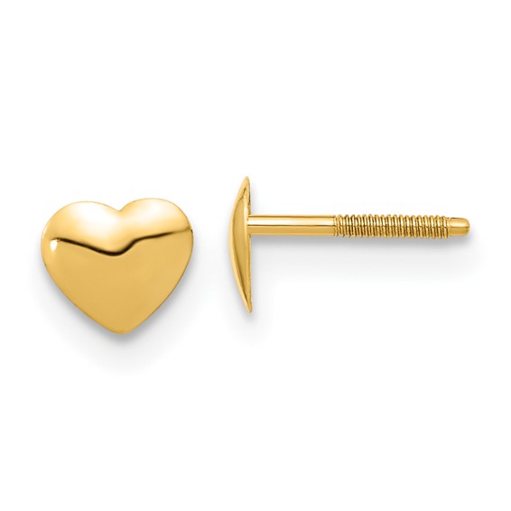 14kt Yellow Gold Madi K Heart Screwback Earrings