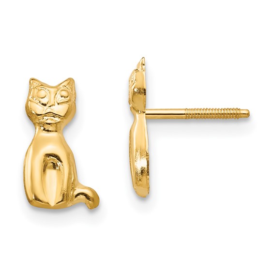 Kid's 14kt Yellow Gold Madi K Cat Earrings