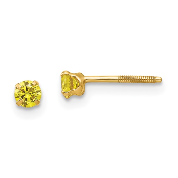 Madi K 3mm Synthetic Citrine Earrings 14k Yellow Gold