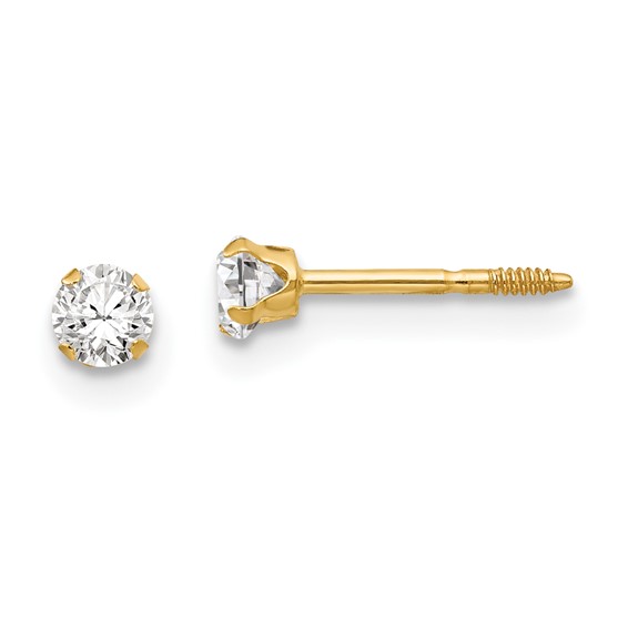 14kt Yellow Gold Madi K 3mm CZ Earrings