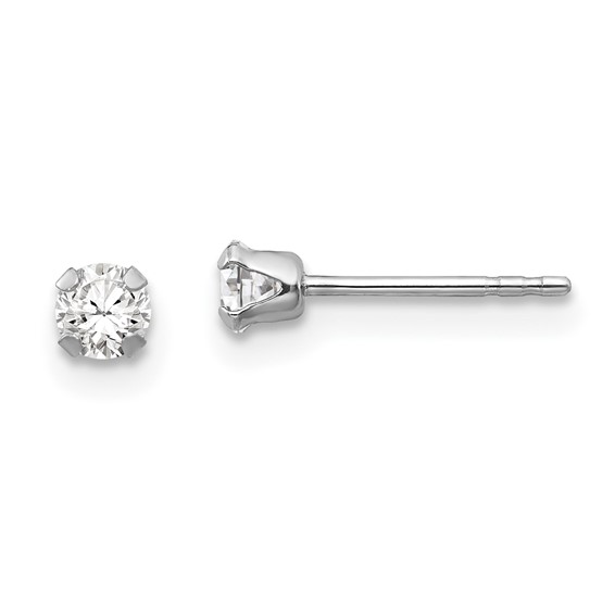 14kt White Gold Madi K Kid's 3mm CZ Earrings