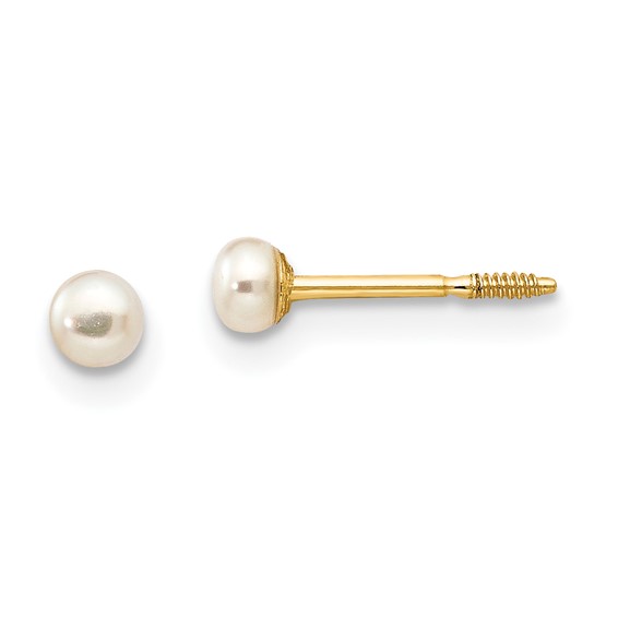 14kt Yellow Gold Madi K Button Freshwater Cultured Pearl Earrings